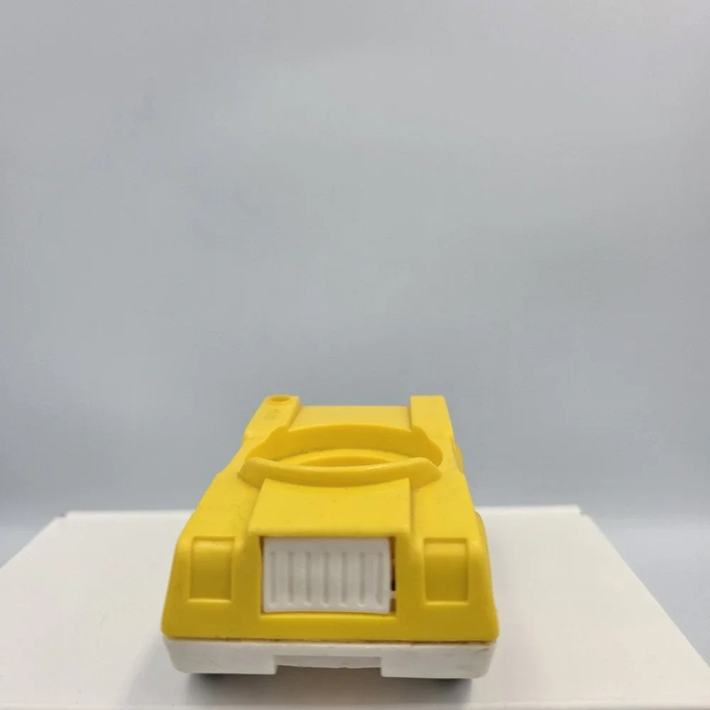 Vtg Fisher Price Little People Yellow & White One Seater Black Tires Car Plastic